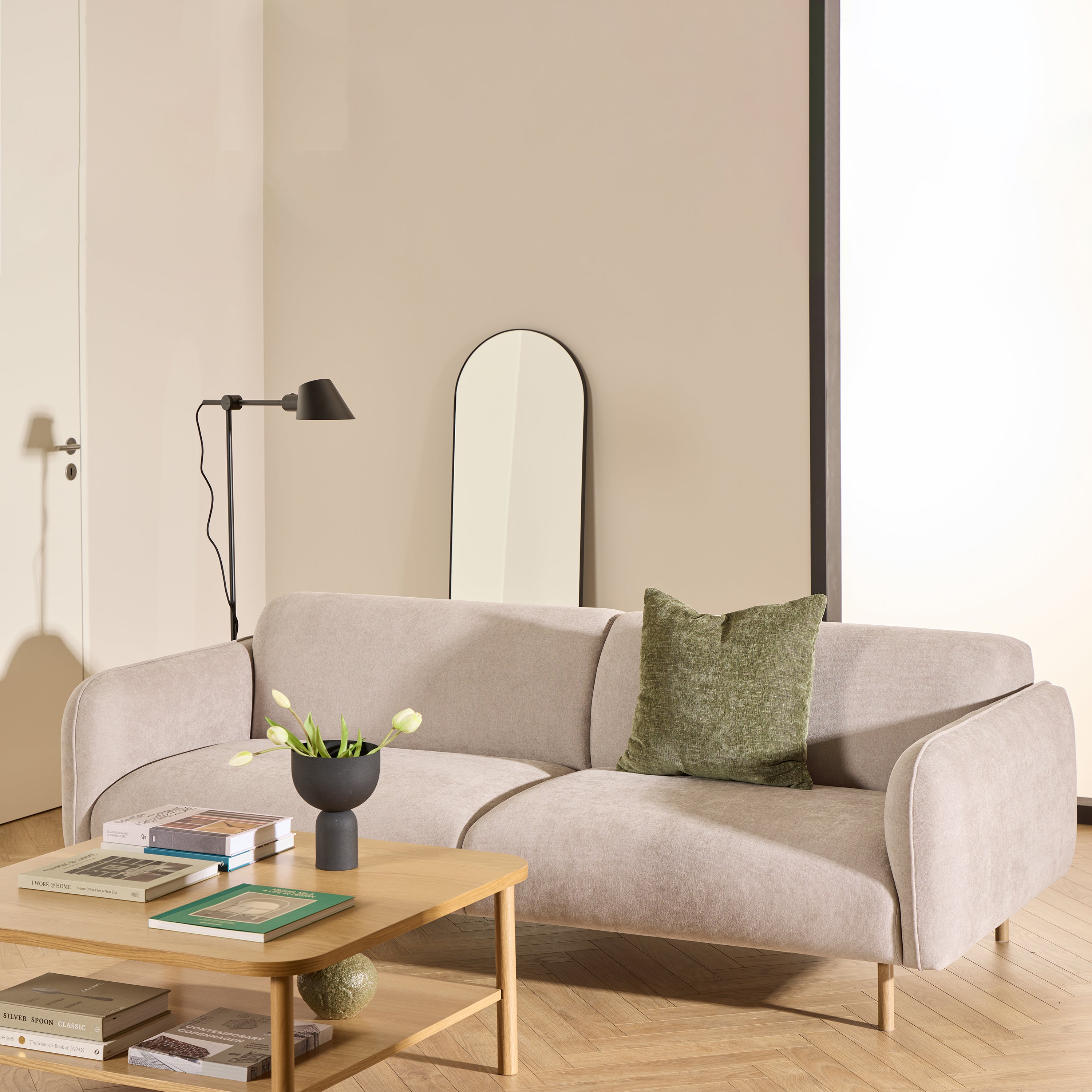 Westley 3 Seater Sofa in Fay Beige Fabric