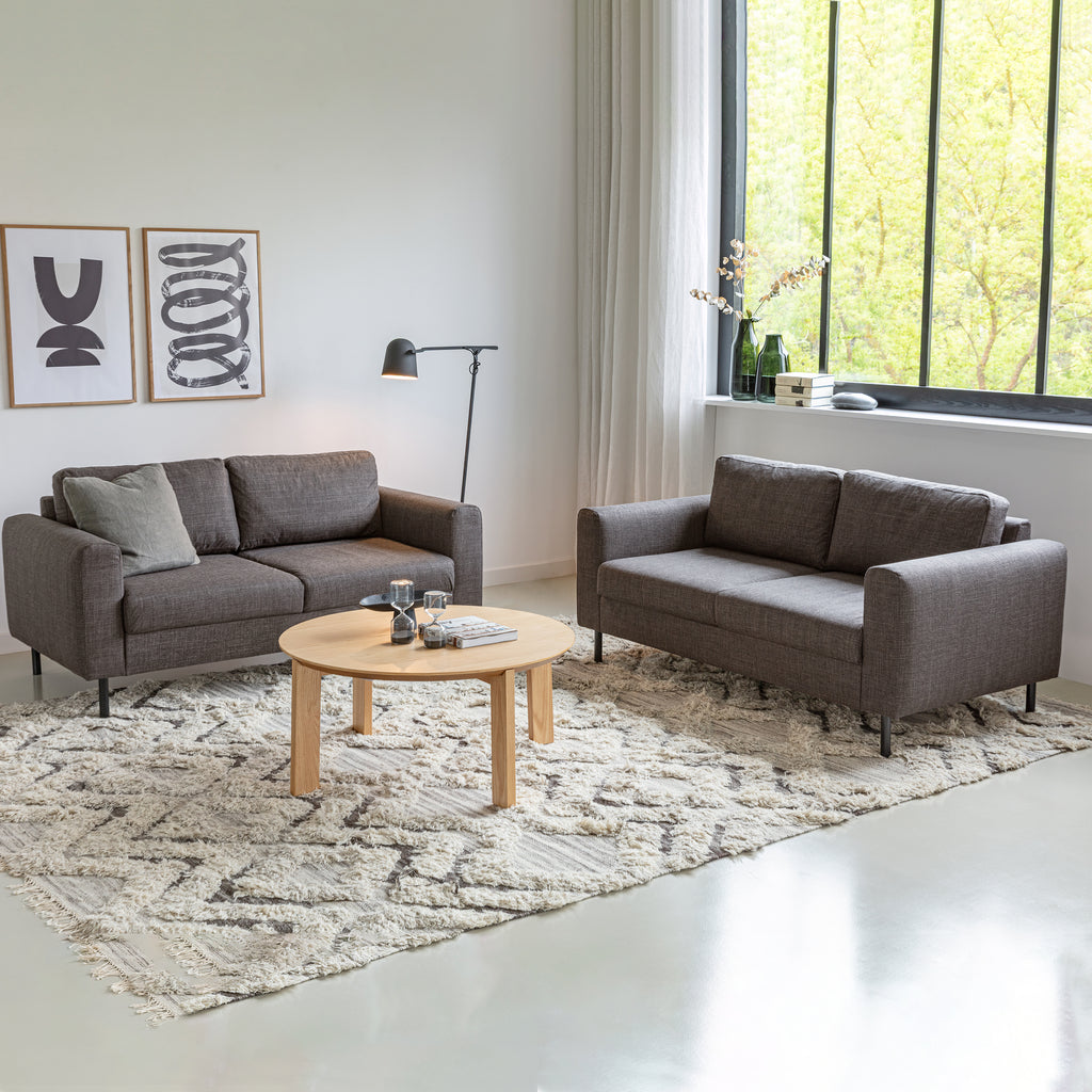 Orlando Set of 2 x 2 Seater Sofas in Basel Light Grey Brown Fabric