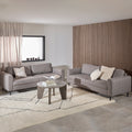 Orlando Set of 2 x 3 Seater Sofas in Basel Light Grey Brown Fabric