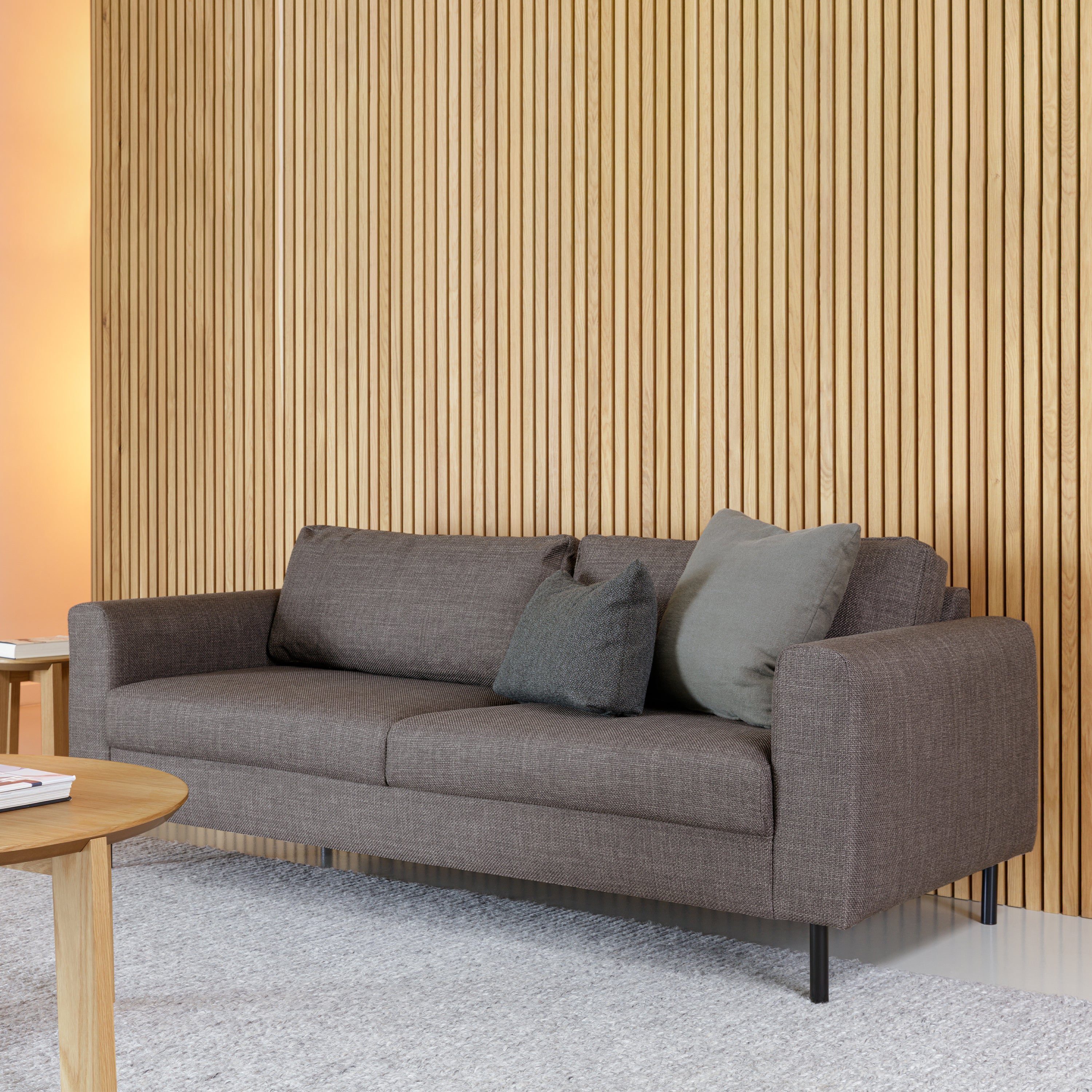 Orlando Set of 2 x 3 Seater Sofas in Basel Light Grey Brown Fabric