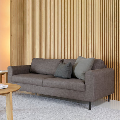 Orlando Set of 2 x 3 Seater Sofas in Basel Light Grey Brown Fabric