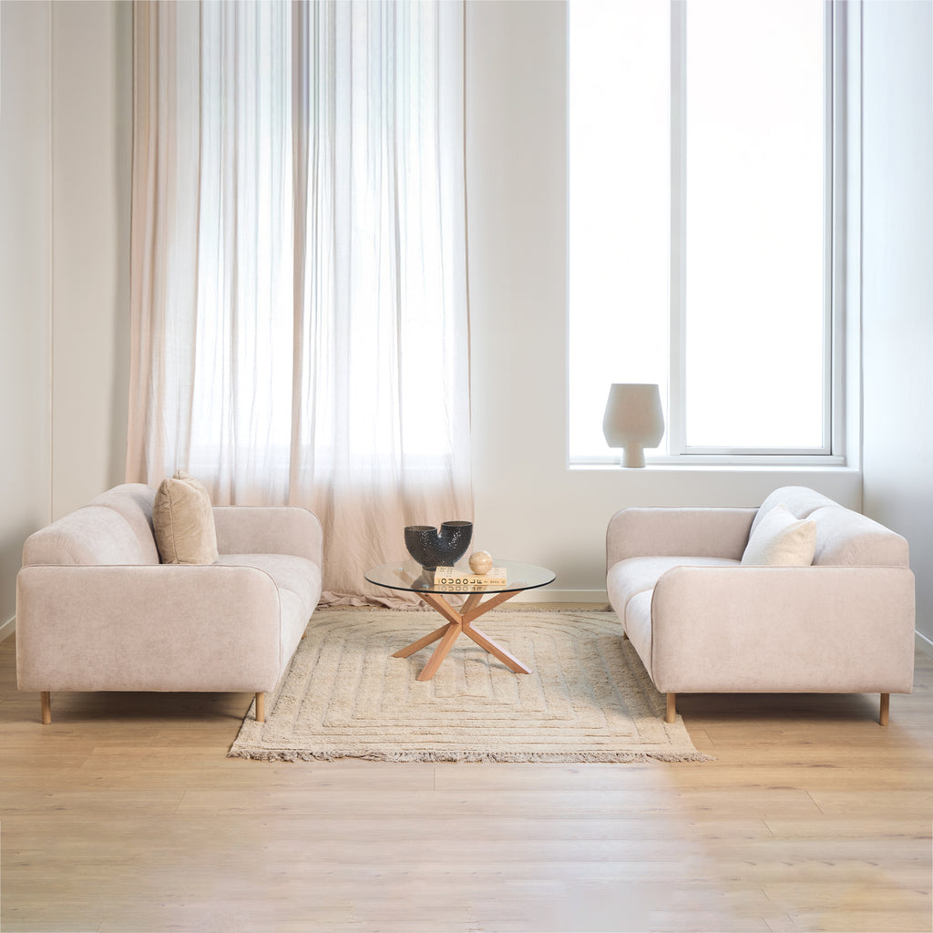 Westley Set of 2 x 2.5 Seater Sofas in Fay Beige Fabric