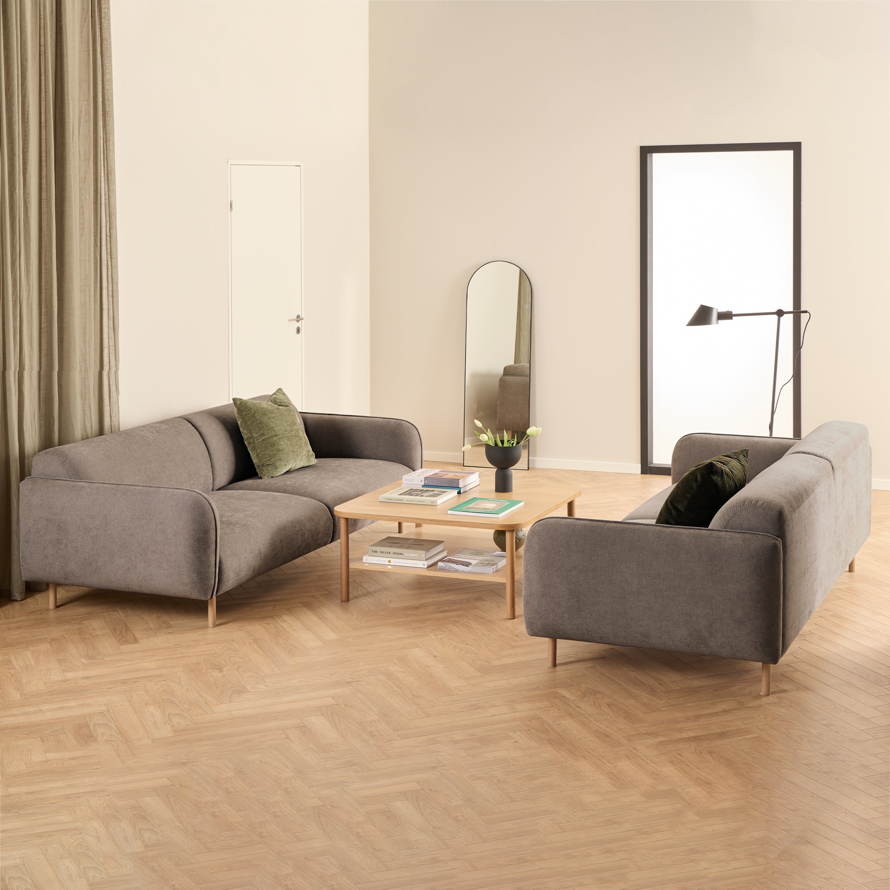 Westley Set of 2 x 3 Seater Sofas in Fay Dusty Brown Fabric