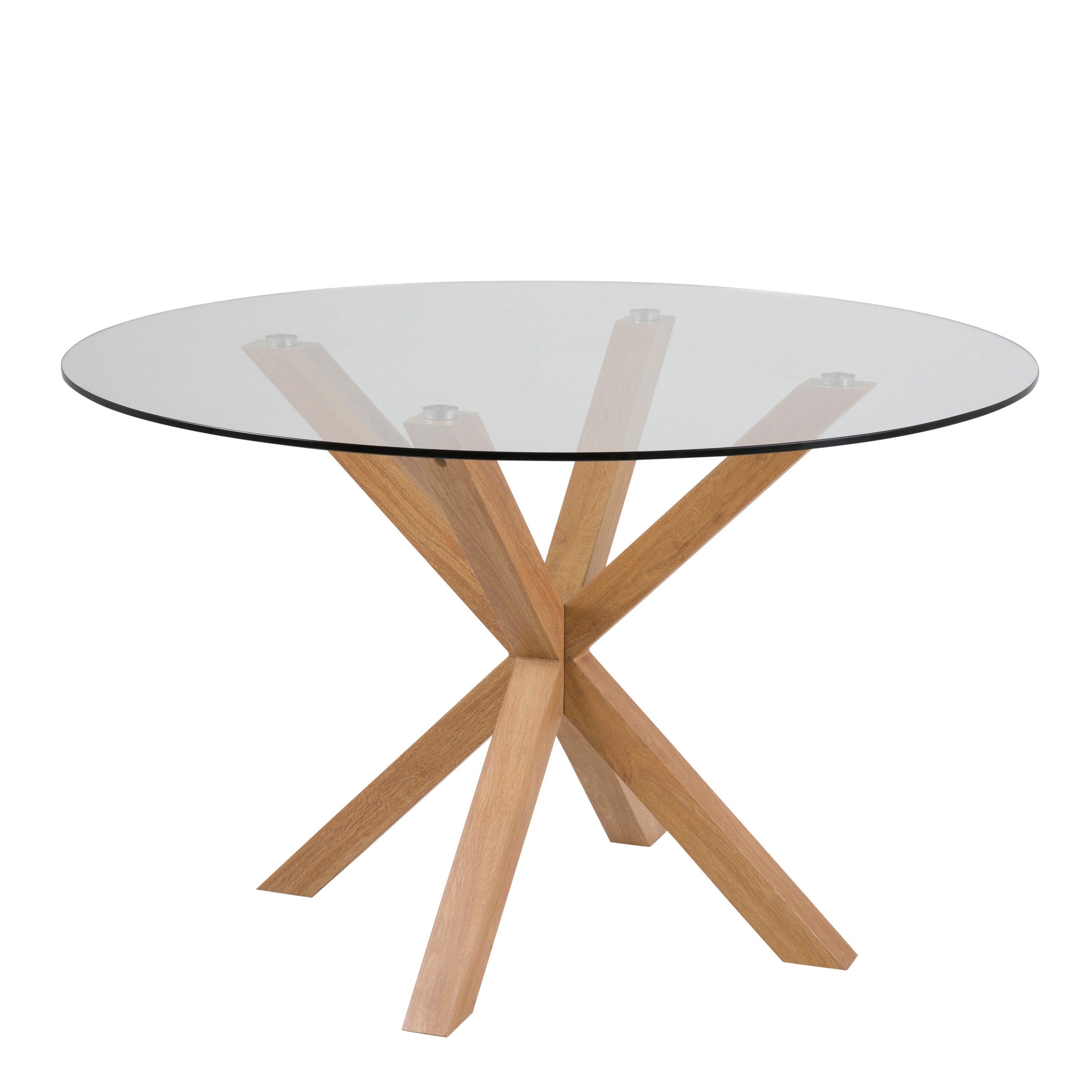 Harlow Round Dining Table with Glass Top 119x75.5cm