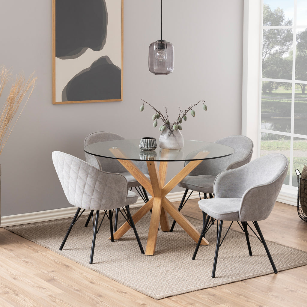 Harlow Round Dining Table with Glass Top 119x75.5cm
