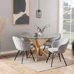 Harlow Round Dining Table with Glass Top 119x75.5cm