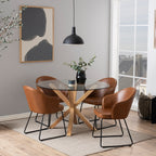 Harlow Round Dining Table with Glass Top 119x75.5cm