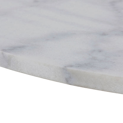 Tasmin Round Dining Table with White Polished Marble Top and Black Base