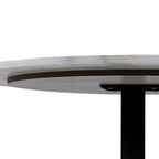 Tasmin Round Dining Table with White Polished Marble Top and Black Base