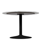 Tasmin Round Dining Table with White Polished Marble Top and Black Base