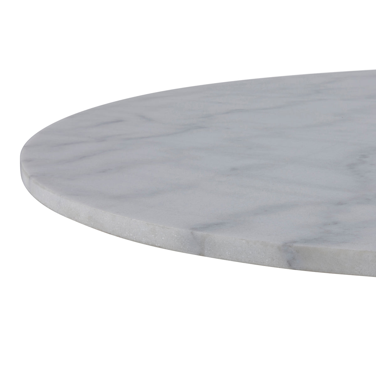 Tasmin Round Dining Table with White Polished Marble Top and Black Base
