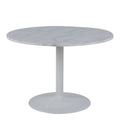 Tasmin Round Dining Table with White Polished Marble Top and White Base