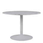 Tasmin Round Dining Table with White Polished Marble Top and White Base
