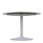 Tasmin Round Dining Table with White Polished Marble Top and White Base