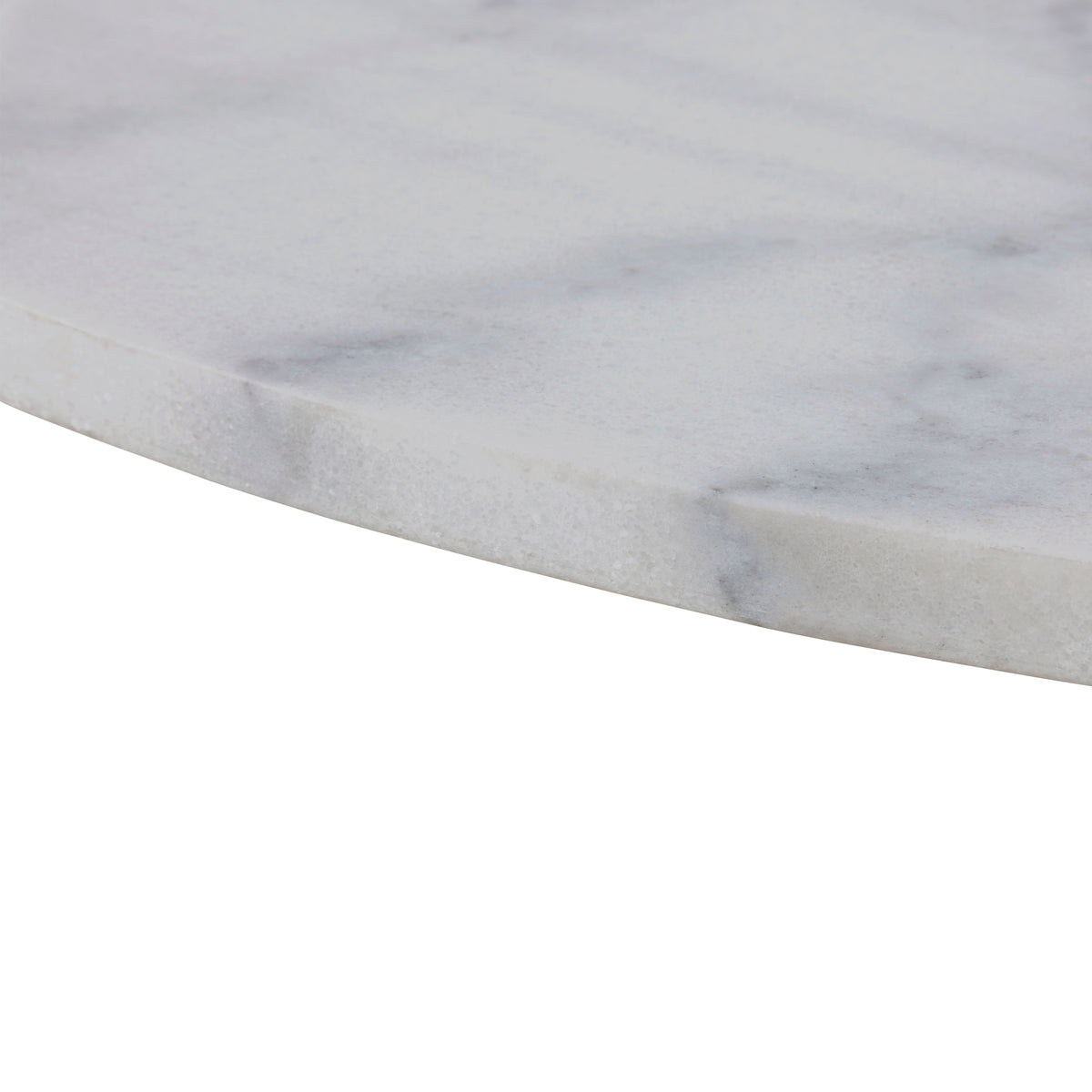 Tasmin Round Dining Table with White Polished Marble Top and White Base