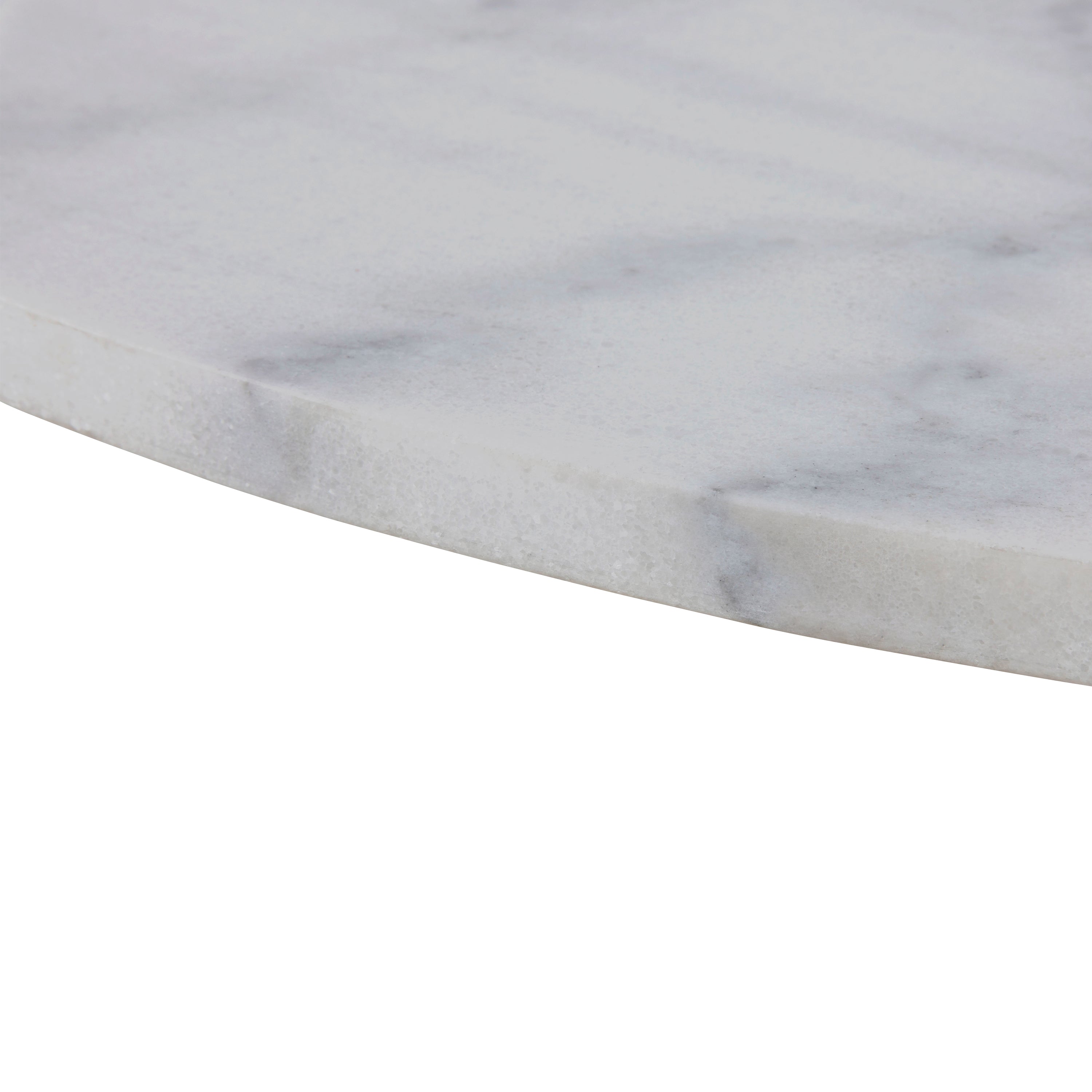 Tasmin Round Dining Table with White Polished Marble Top and White Base
