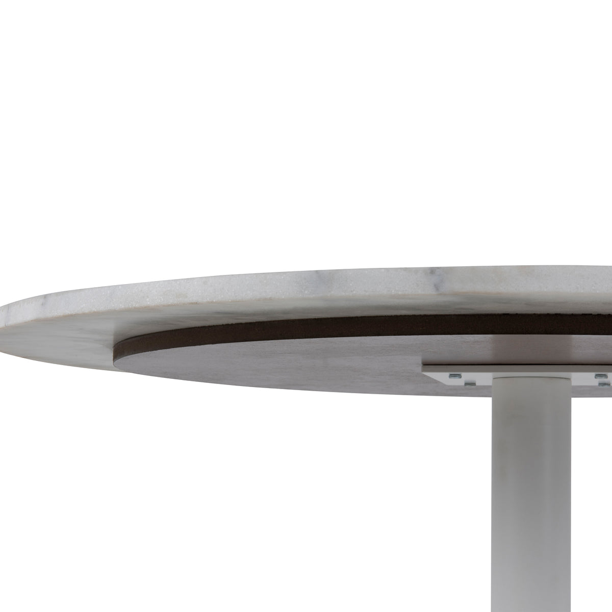 Tasmin Round Dining Table with White Polished Marble Top and White Base