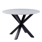 Harlow Round Dining Table with White Polished Marble Top