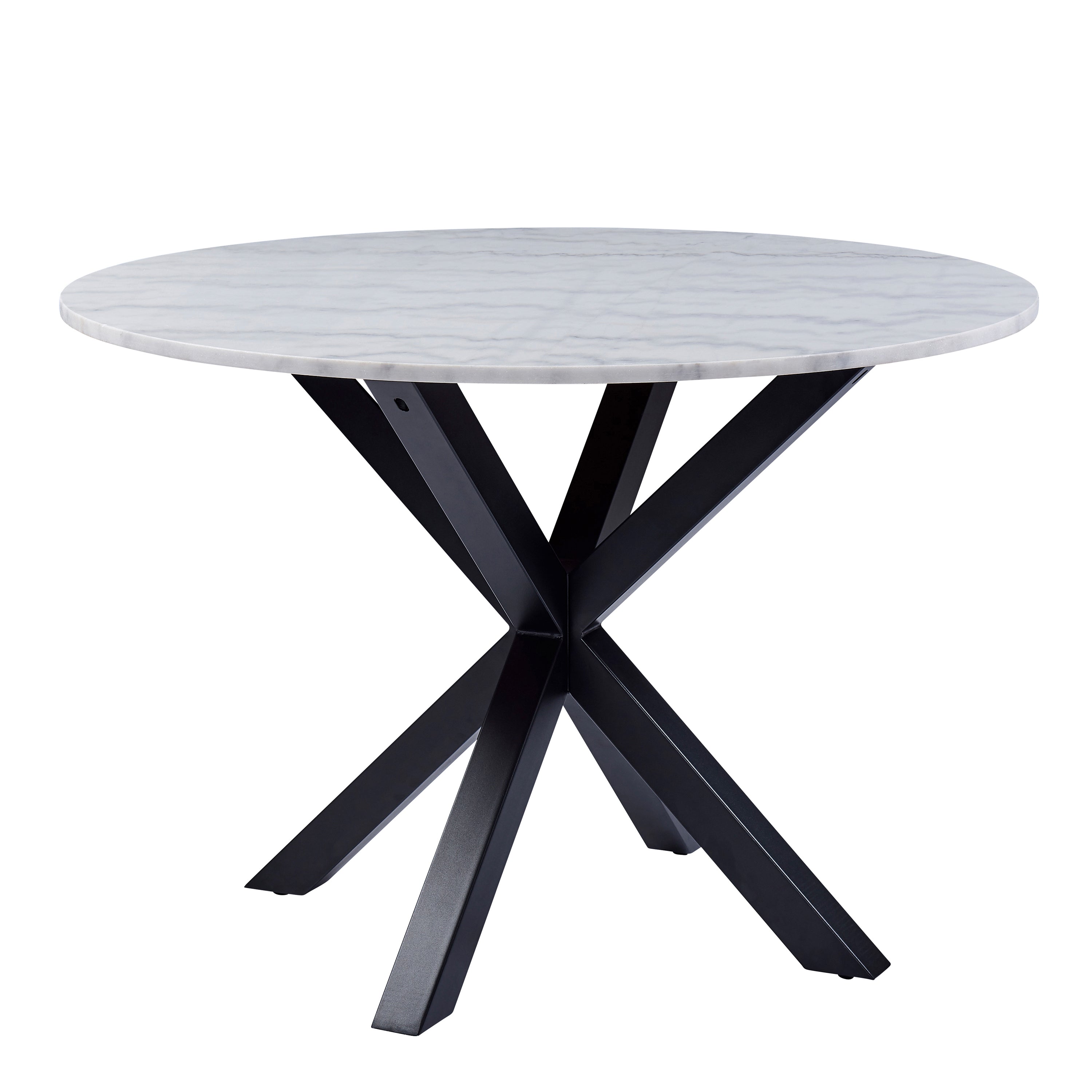 Harlow Round Dining Table with White Polished Marble Top