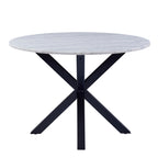 Harlow Round Dining Table with White Polished Marble Top