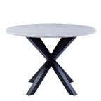Harlow Round Dining Table with White Polished Marble Top
