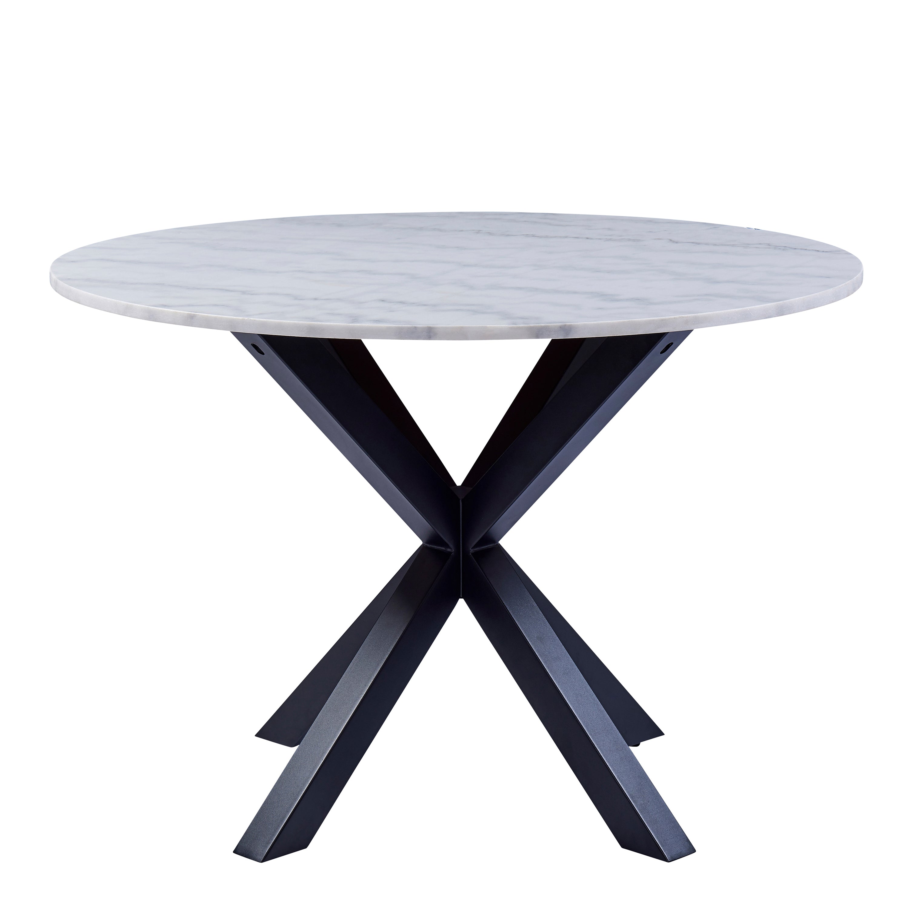 Harlow Round Dining Table with White Polished Marble Top