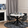 Harlow Round Dining Table with White Polished Marble Top
