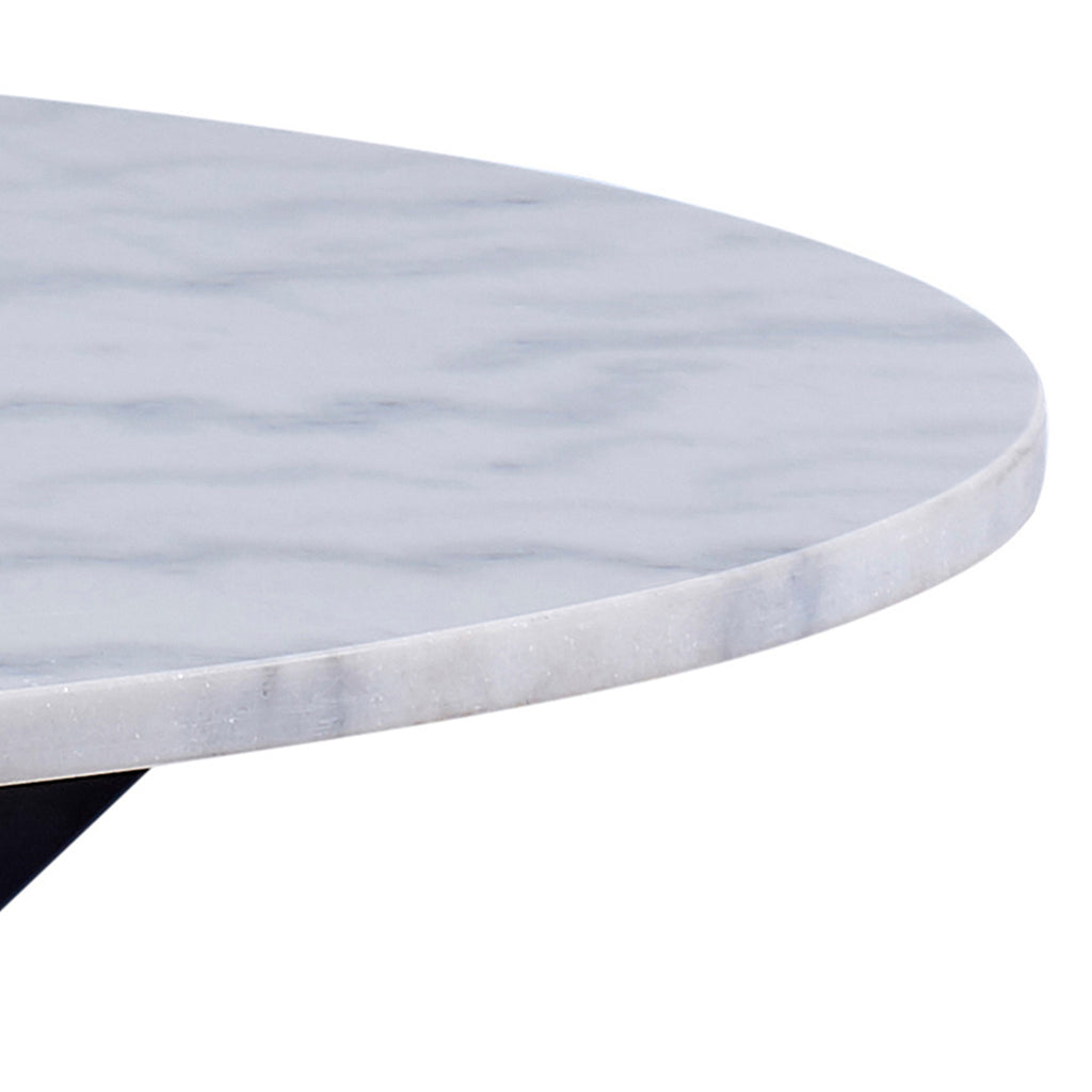 Harlow Round Dining Table with White Polished Marble Top