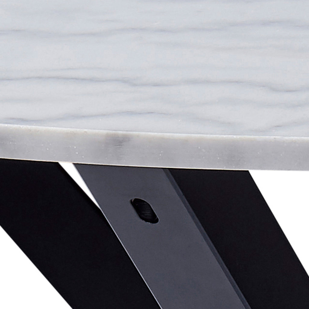 Harlow Round Dining Table with White Polished Marble Top