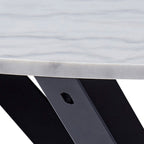 Harlow Round Dining Table with White Polished Marble Top