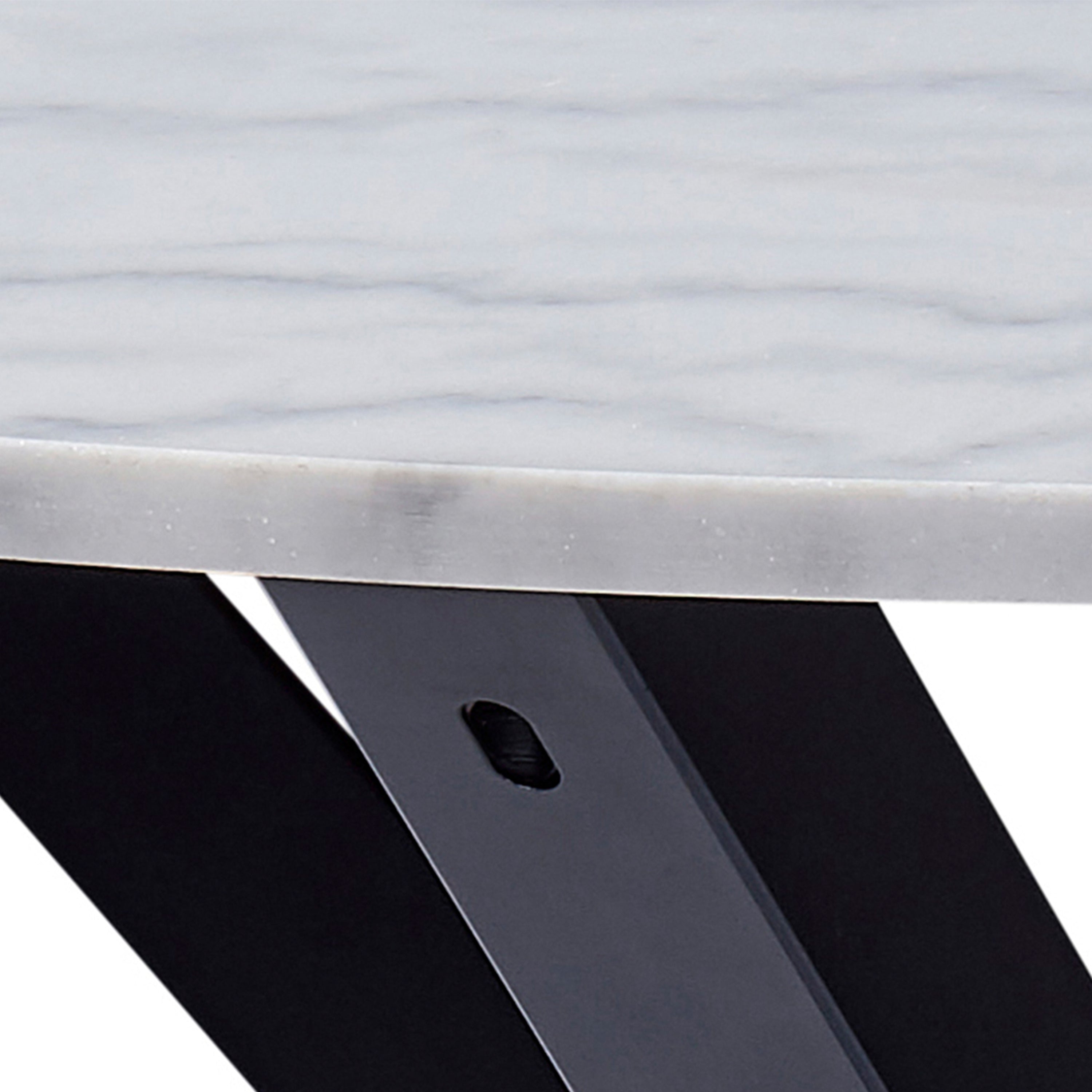 Harlow Round Dining Table with White Polished Marble Top