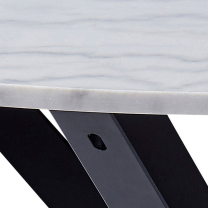 Harlow Round Dining Table with White Polished Marble Top