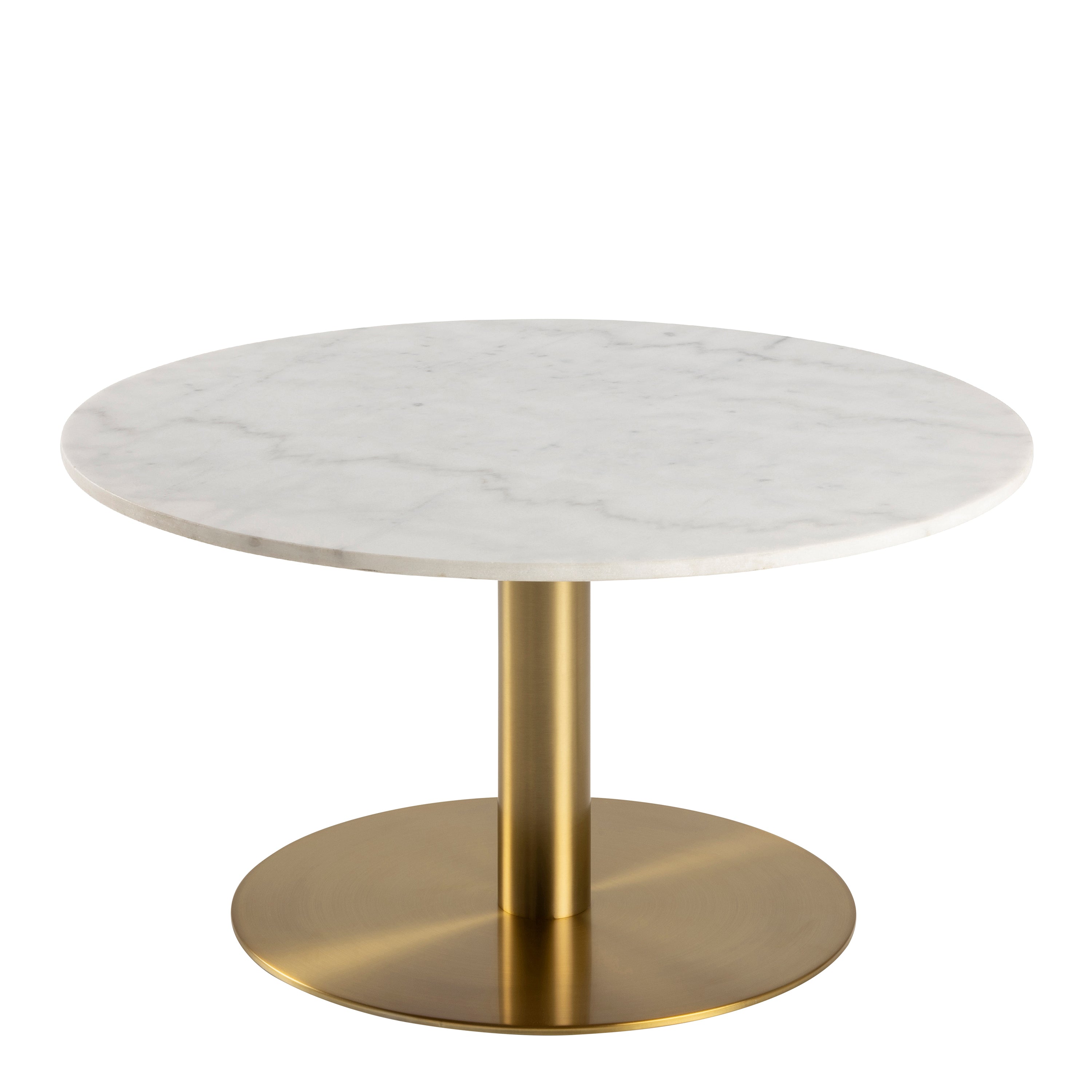Codey Round Coffee Table with White Polished Marble Top & Gold Base