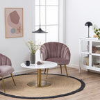 Codey Round Coffee Table with White Polished Marble Top & Gold Base