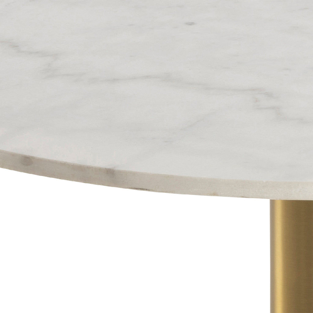 Codey Round Coffee Table with White Polished Marble Top & Gold Base