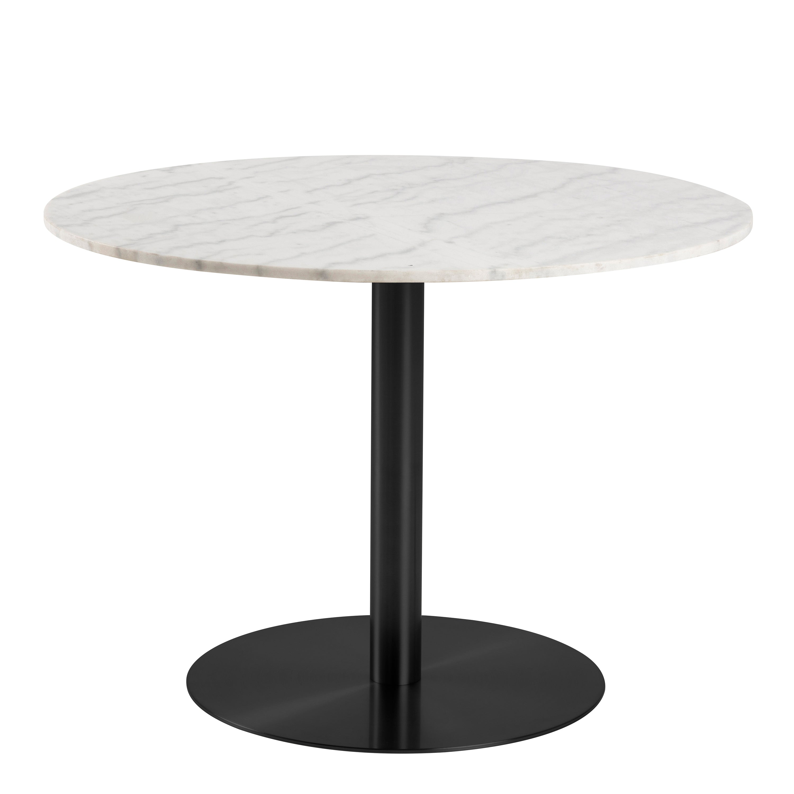 Codey Round Dining Table with White Polished Marble Top & Black Base