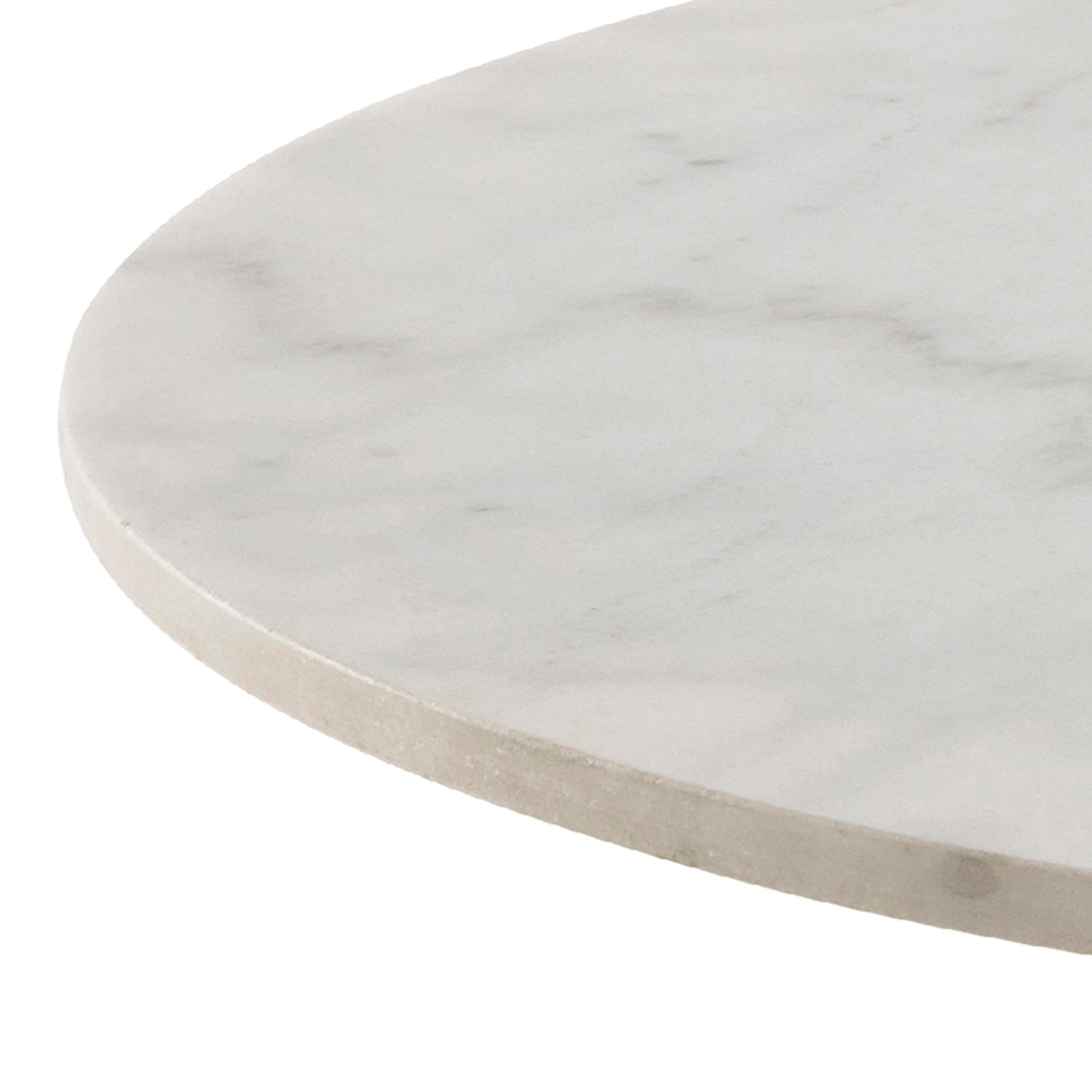 Codey Round Dining Table with White Polished Marble Top & Black Base includes 4 Matilda Dining Chairs in Dark Grey