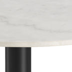 Codey Round Dining Table with White Polished Marble Top & Black Base includes 4 Matilda Dining Chairs in Dark Grey