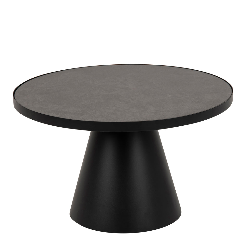 Sullivan Round Ceramic Coffee Table in Black 65.7x40cm