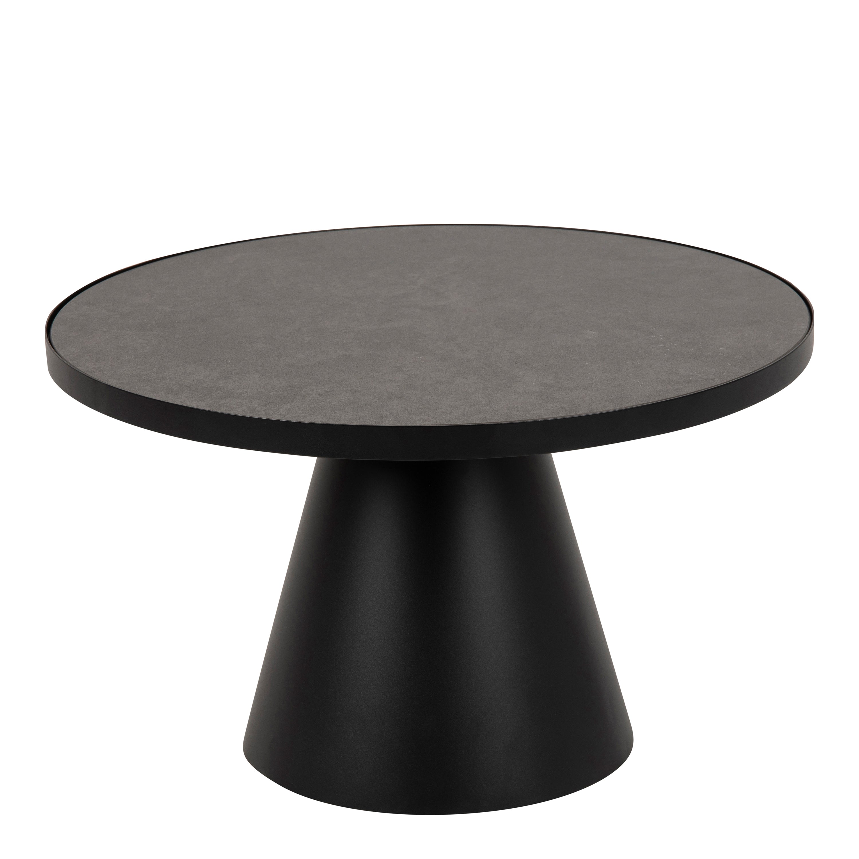 Sullivan Round Ceramic Coffee Table in Black 65.7x40cm