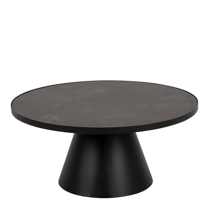 Sullivan Low Round Ceramic Coffee Table in Black 85.7x40cm