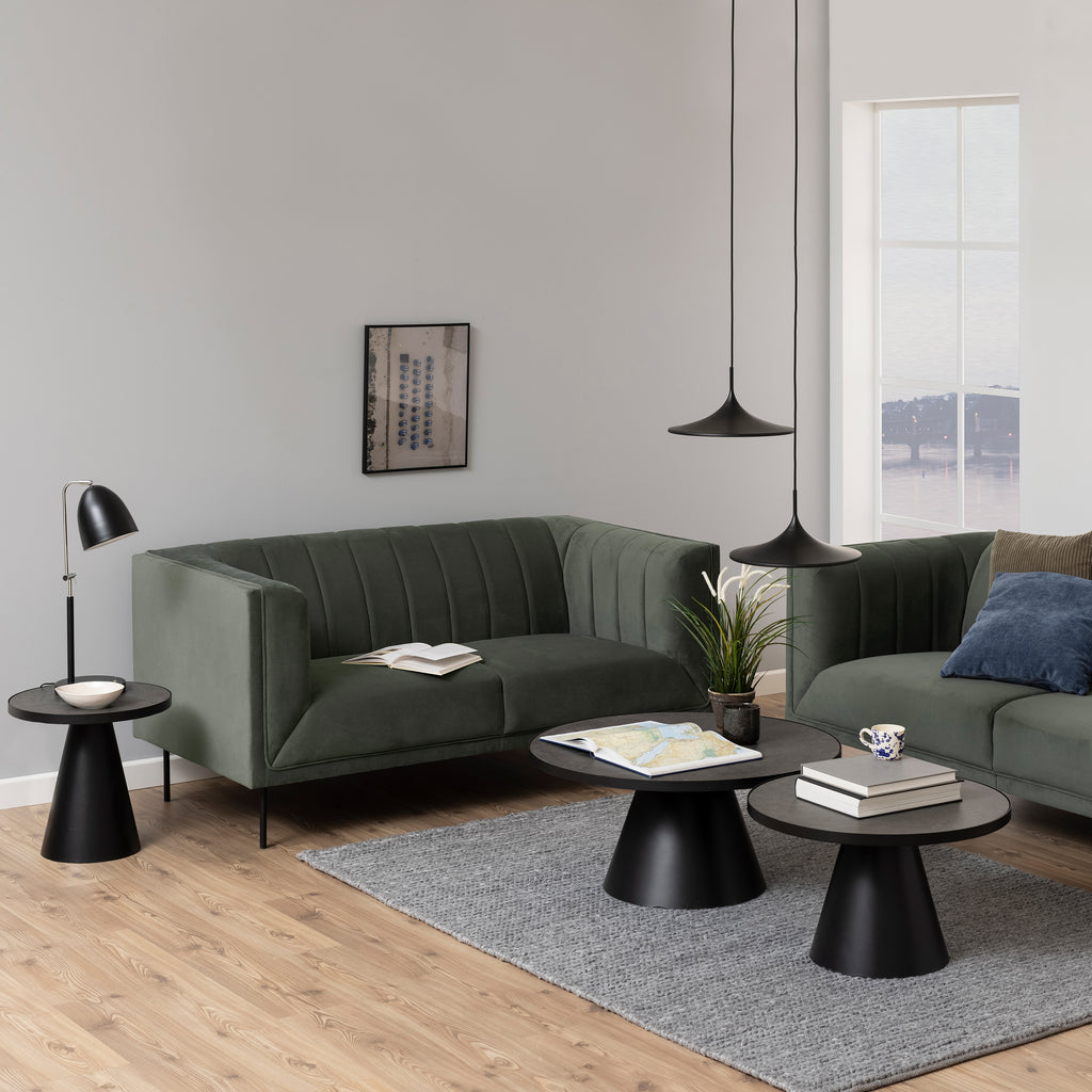 Sullivan Low Round Ceramic Coffee Table in Black 85.7x40cm