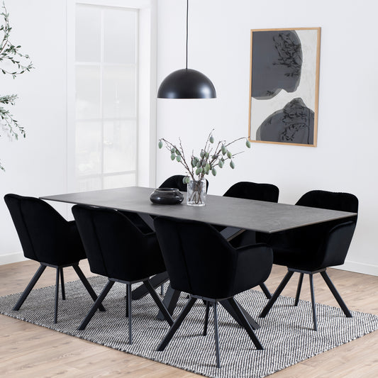 Harlow Dining Table with Ceramic Black Top 200cm
