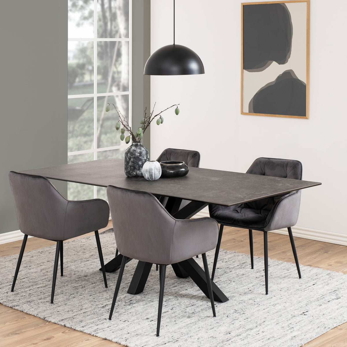 Harlow Dining Table with Ceramic Black Top 200cm