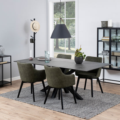 Harlow Dining Table with Ceramic Black Top 200cm
