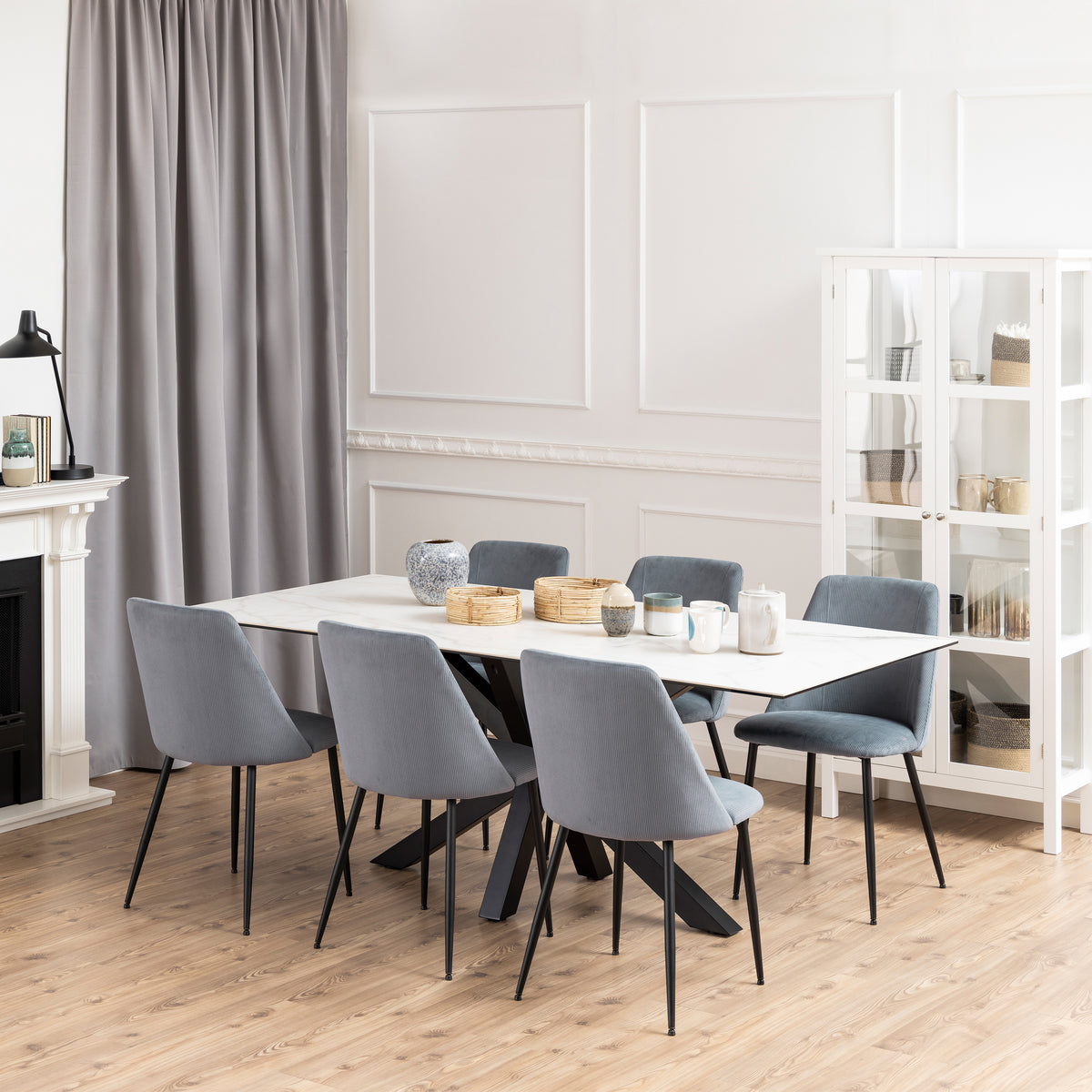 Harlow Dining Table with Ceramic White Top 200cm