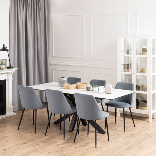 Harlow Dining Table with Ceramic White Top 200cm