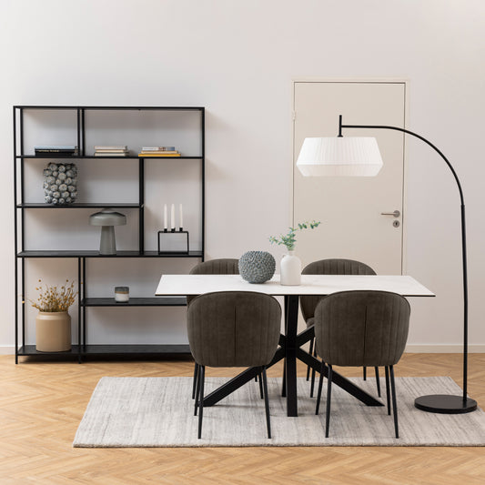 Harlow Dining Table in Ceramic White 160x75.5cm