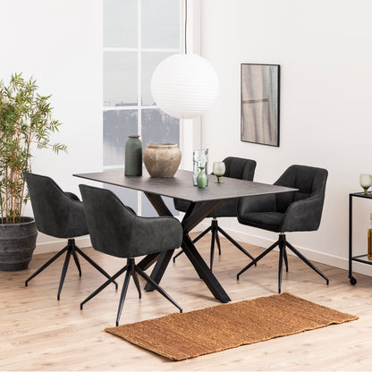 Harlow Dining Table in Ceramic  Black Top 160x75.5cm