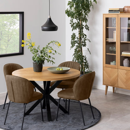 Harlow Dining Table in Oak with Black Legs